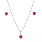 Conjunto Coração Zircônia 6mm Prata 925