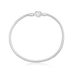 Pulseira Berloque Mini 1,8mm Fecho Coração Cravejado Prata 925