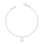 Pulseira Pingente Coração Liso 9mm Prata 925