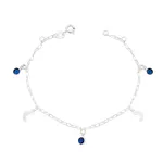 Pulseira Lua com Zircônias Safira Prata 925