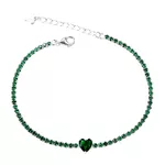 Pulseira Riviera Esmeralda com Coração Prata 925