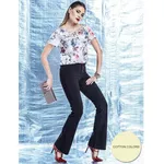 Calça Paris Preta Cotton Colors Malha Flare