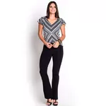Calça Paris Preta Cotton Colors Malha Flare