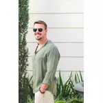 Camisa Masculina Enrico Linho Italiano Verde Militar