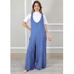 Jardineira Brígida Linho Italiano Azul Jeans 