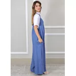 Jardineira Brígida Linho Italiano Azul Jeans 