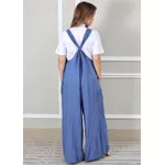 Jardineira Brígida Linho Italiano Azul Jeans 