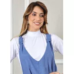 Jardineira Brígida Linho Italiano Azul Jeans 