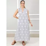 Vestido Laura Linho Italiano Cinza Aperolado