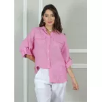 Camisa Clássica Linho Italiano Rosa Chiclete
