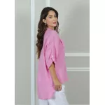 Camisa Clássica Linho Italiano Rosa Chiclete