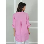 Camisa Clássica Linho Italiano Rosa Chiclete