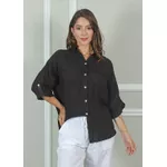 Camisa Clássica Linho Italiano Preta