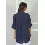 Camisa Clássica Linho Italiano Azul Marinho