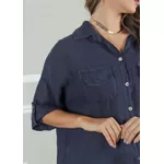 Camisa Clássica Linho Italiano Azul Marinho
