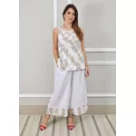 Conjunto Matilde Linho Italiano Branco/Caramelo