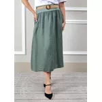 Saia Eulalia Linho Italiano Verde Militar
