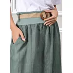 Saia Eulalia Linho Italiano Verde Militar
