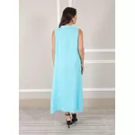 Vestido Luana Linho Italiano Azul Turquesa .