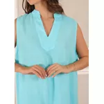 Vestido Luana Linho Italiano Azul Turquesa .