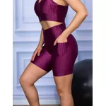 Short com Bolso Feminino de Academia Cirrê 3D Marsala