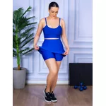 Conjunto Shorts Saia e Top Alça Suplex Azul Royal