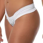 CALCINHA BRANCA FIO DUPLO CETIM E RENDA CHANTILLY - BRANCO