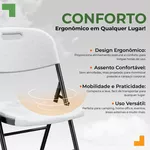 Cadeira Dobrável de Metal com Assento e Encosto de Plástico Reforçado