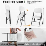 Cadeira Dobrável de Metal com Assento e Encosto de Plástico Reforçado