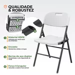 Cadeira Dobrável de Metal com Assento e Encosto de Plástico Reforçado
