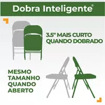 Cadeira Dobrável de Metal com Assento e Encosto de Plástico Reforçado