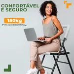 Cadeira Dobrável de Metal com Assento e Encosto de Plástico Reforçado