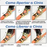 Cinta com Catraca para Amarração de Cargas 680kg x 25mm x 4,5m