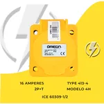 Tomada Embutir 2P+T 16A 4H Amarelo OMG-3044