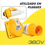 Tomada Embutir 2P+T 16A 4H Amarelo OMG-3044