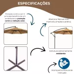 Ombrelone Lateral 3M para Piscina, Jardim e Área Gourmet