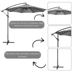 Ombrelone Lateral 3M para Piscina, Jardim e Área Gourmet