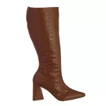 Bota Feminina Cano Longo Salto Triangulo Croco Caramelo 23020