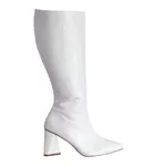 Bota Feminina Cano Longo Salto Triangulo Croco Off White 23020