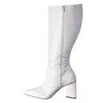 Bota Feminina Cano Longo Salto Triangulo Croco Off White 23020
