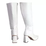 Bota Feminina Cano Longo Salto Triangulo Croco Off White 23020