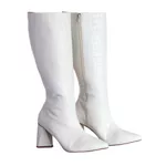 Bota Feminina Cano Longo Salto Triangulo Croco Off White 23020