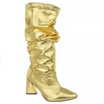 Bota Slouchy Salto Médio Triangular Cristal Ouro 23021