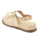 Papete Feminina Flat Plataforma em Napa Bege 23420