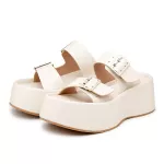 Papete Flat Feminina em Napa Off White 5000