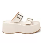 Papete Flat Feminina em Napa Off White 5000