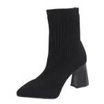 Bota Cano Baixo Salto Grosso Meia Preto 184000 