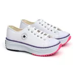 Tênis D'flora Star Clássico Plataforma Branco com Solado Pink Lançamento