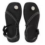 Papete Feminina Flat Plataforma em Napa Preto com Strass 183220