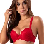 25629 - Conjunto Push Up. Calcinha fio, cinta liga e meia. - Vermelho